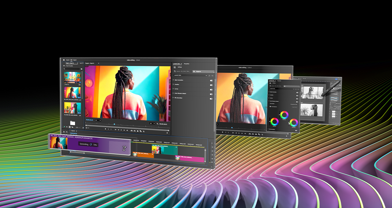 Futuristic game studio in 2025 with AI agents collaborating on digital screens for advanced game development