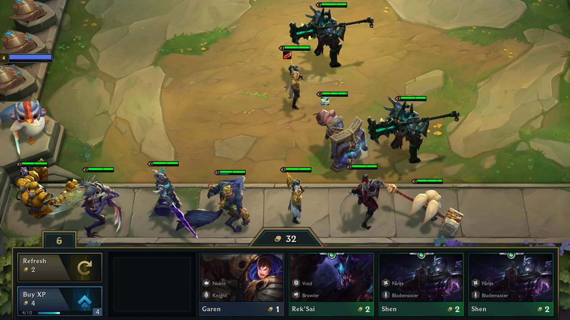 Tense Teamfight Tactics match with colorful units battling on a chess-like board, showcasing strategic gameplay and vibrant visuals
