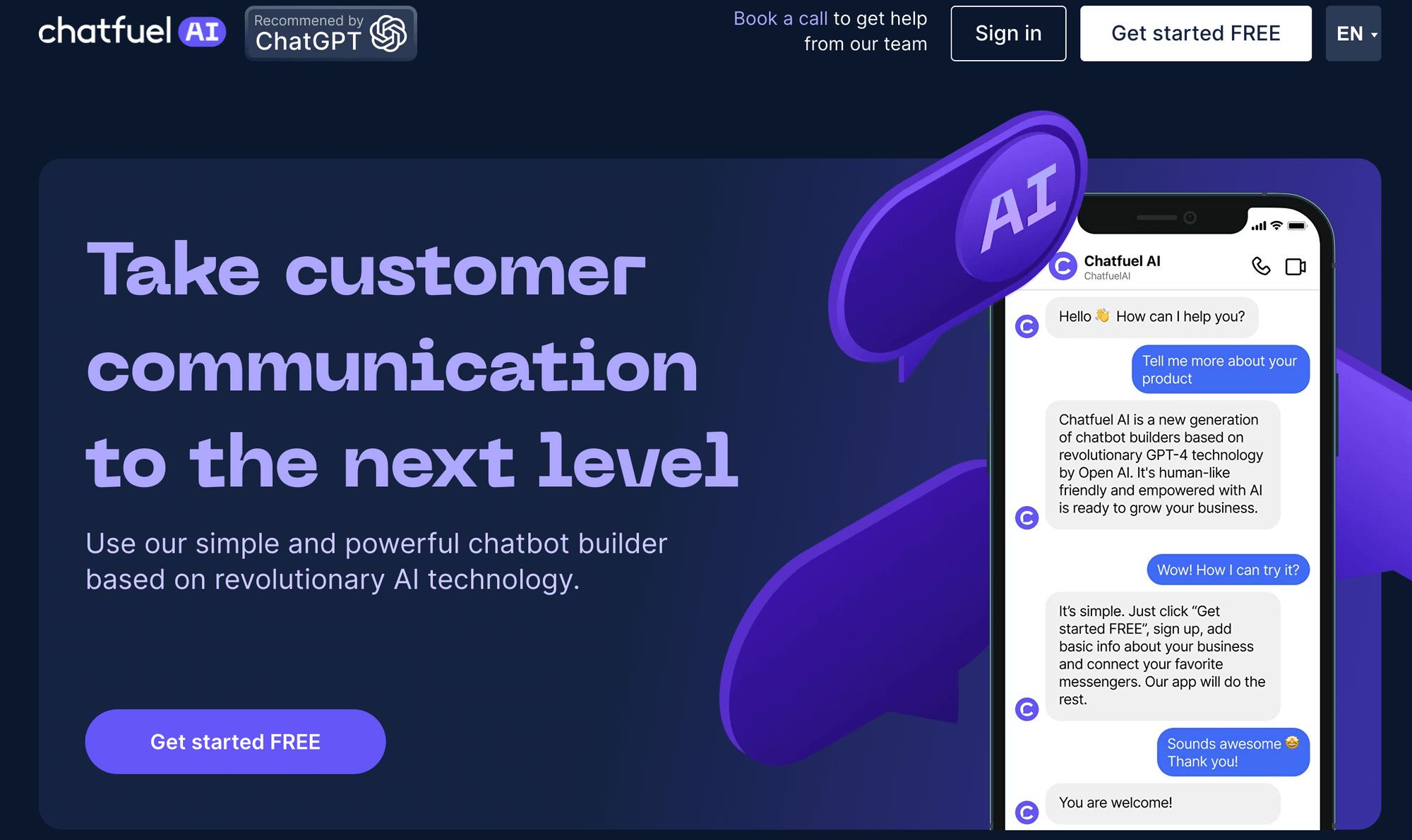 Landbot AI agent builder for games