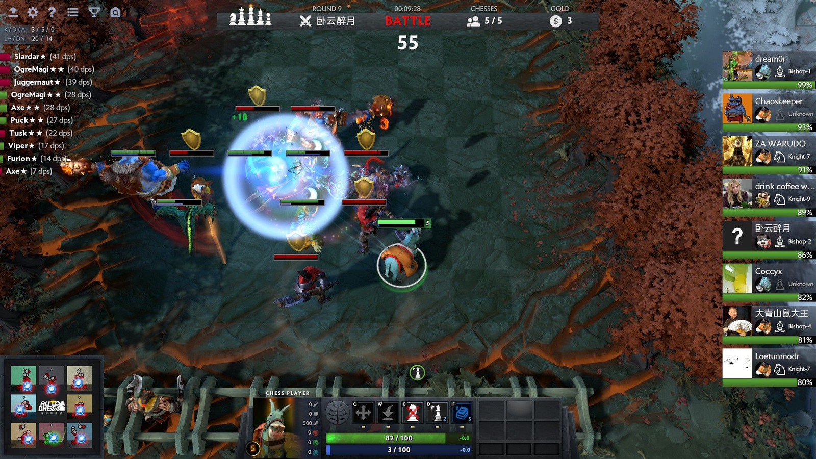 Dota Auto Chess game board 2025